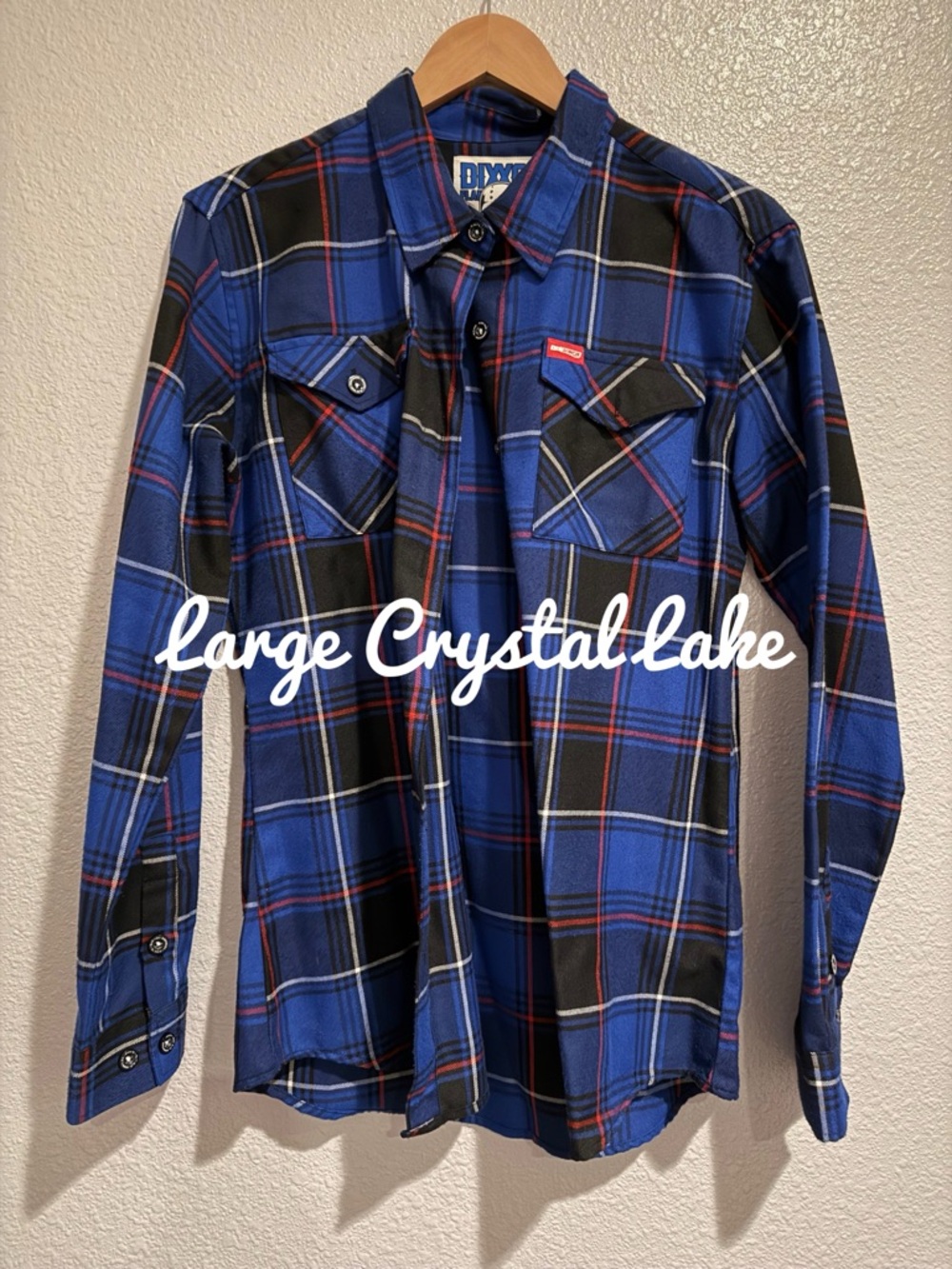 Dixxon- Blue Plaid Button-Up Flannel Shirt - Red & Black Accents